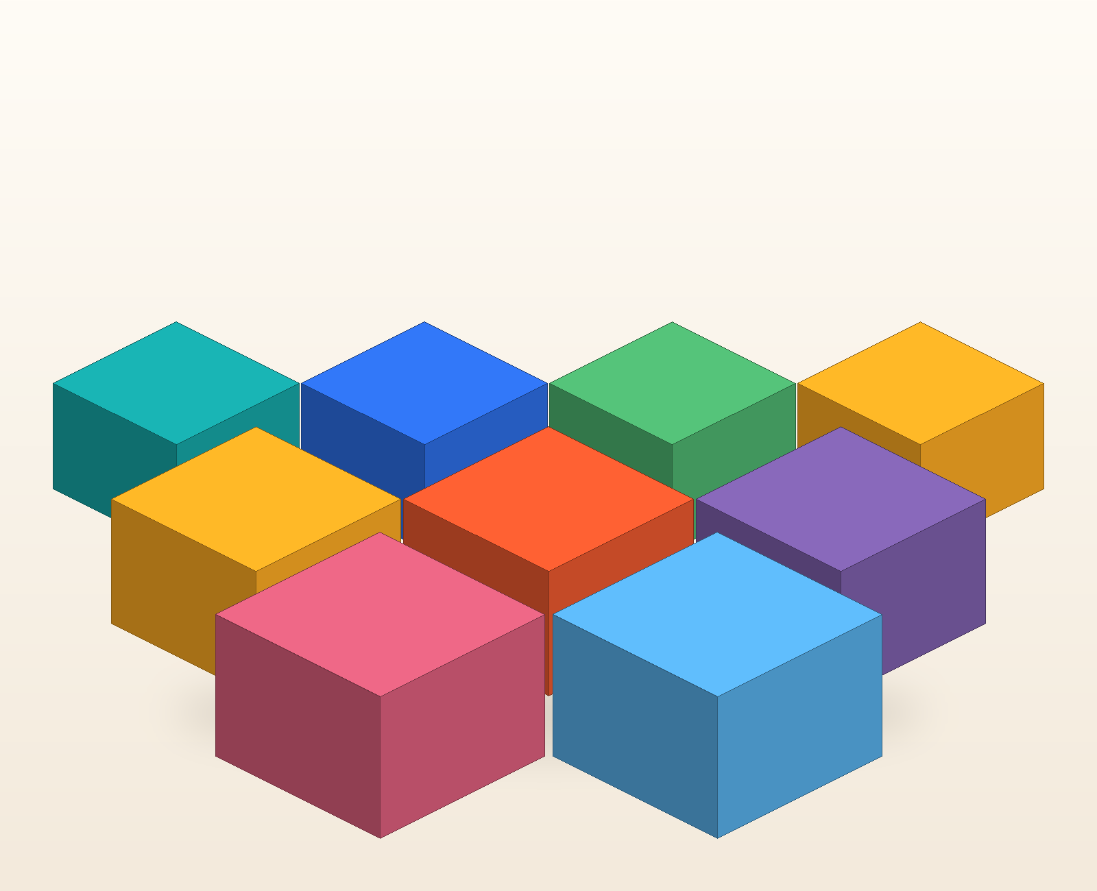 An assortment of coloured wooden building blocks
